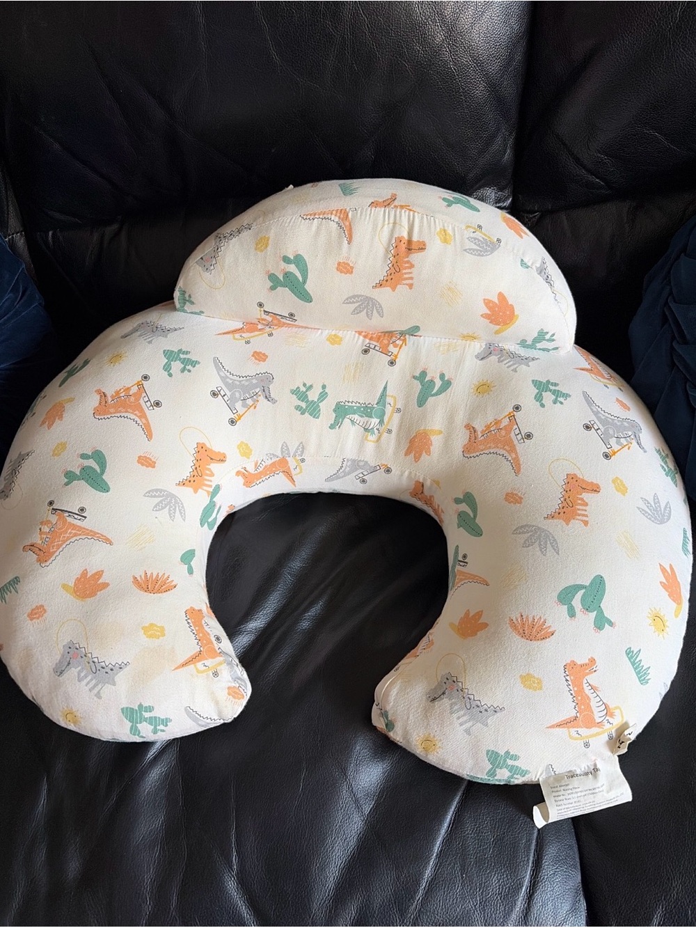 Nursery Support Pillow with Orange & Green Dino Print